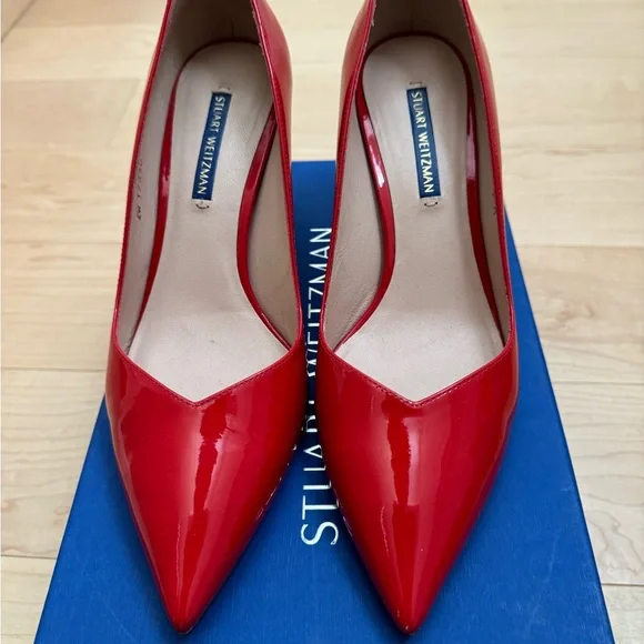 Red Patent Leather Stuart Weitzman Pumps - Picture 2 of 5